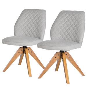 Chaises Togari - Lot de 2 Tissu structuré / Chêne massif - Gris clair / Chêne