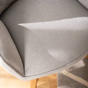 Chaise à accoudoirs Togari Tissu structuré / Chêne massif - Gris clair / Chêne