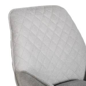 Chaise à accoudoirs Togari Tissu structuré / Chêne massif - Gris clair / Chêne