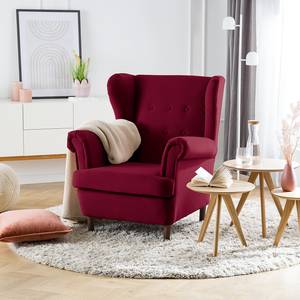 Oorfauteuil Skog Velours Vaia: Donkerrood