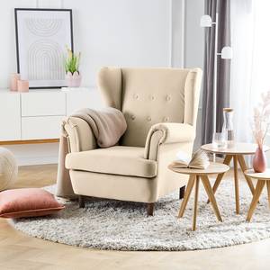 Fauteuil bergère Skog Velours Vaia: Crème