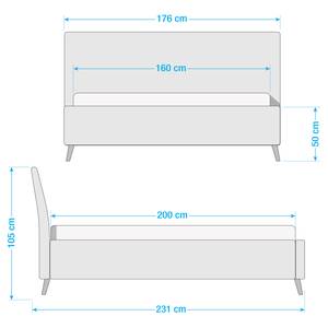 Gestoffeerd bed Mila I Grijs - 160 x 200cm