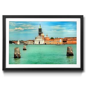 Gerahmtes Bild City Of Venice Multicolor - Glas - Papier - Massivholz - Holz teilmassiv - 64 x 44 x 2.2 cm