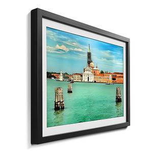 Ingelijste afbeelding City Of Venice Meerkleurig - Glas - Papier - Massief hout - Deels massief hout - 64 x 44 x 2.2 cm