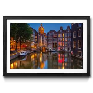 Ingelijste afbeelding Canal in Amsterdam sparrenhout/acrylglas