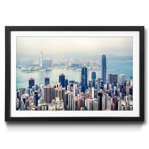 Ingelijste afbeelding Hong Kong Skyline sparrenhout/acrylglas