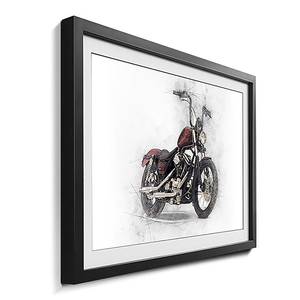 Ingelijste afbeelding Motorbike sparrenhout/acrylglas - zwart/wit