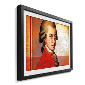 Quadro con cornice Mozart Arancione - Rosso - Vetro - Carta - Legno massello - Legno parzialmente massello - 64 x 44 x 2.2 cm