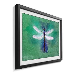 Ingelijste afbeelding Dragon Fly sparrenhout/acrylglas - blauw/groen