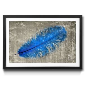 Gerahmtes Bild Feather in Blue Fichte / Acrylglas