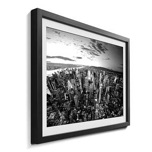 Gerahmtes Bild New York Sky Fichte / Acrylglas - Schwarz / Weiß