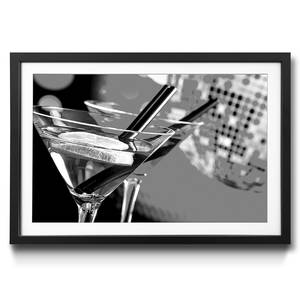 Ingelijste afbeelding Blue Red Cocktail sparrenhout/acrylglas - zwart/wit