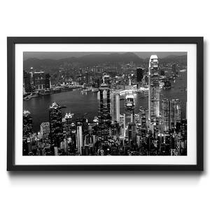 Gerahmtes Bild Hong Kong View Fichte / Acrylglas - Schwarz / Weiß