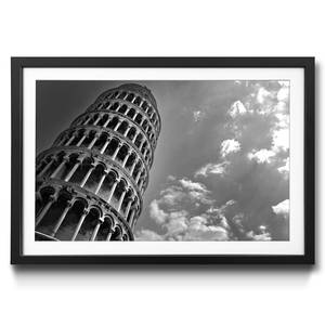 Quadro con cornice Leaning Tower Abete / Vetro acrilico - Nero / Bianco