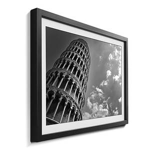 Gerahmtes Bild Leaning Tower Fichte / Acrylglas - Schwarz / Weiß