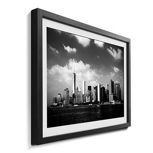 Gerahmtes Bild Manhattan Skyscrapers Fichte / Acrylglas - Schwarz / Weiß