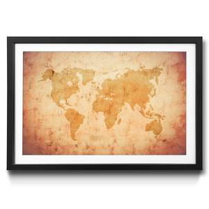 Gerahmtes Bild Old Map of the World Fichte / Acrylglas