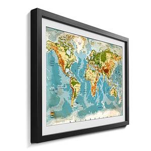 Quadro con cornice Dirty Map Abete / Vetro acrilico - Blu / Verde