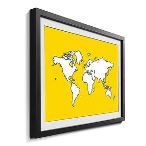 Gerahmtes Bild Map Of The World Yellow Fichte / Acrylglas - Gelb