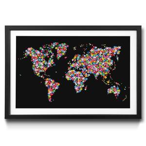 Quadro con cornice World Flowers Abete / Vetro acrilico - Multicolore