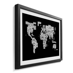 Quadro con cornice Worldmap No. 14 Abete / Vetro acrilico - Nero / Bianco