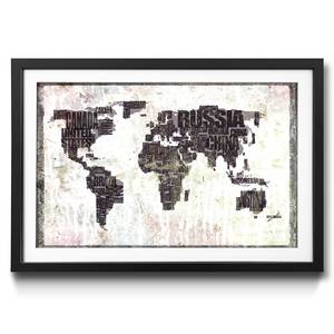 Ingelijste afbeelding Worldmap No. 17 sparrenhout/acrylglas