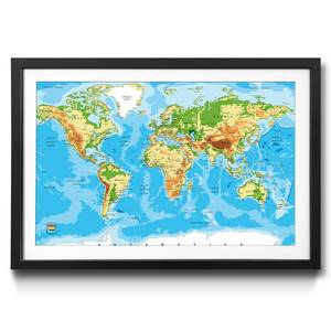 Gerahmtes Bild Worldmap New Look Fichte / Acrylglas