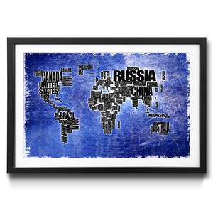 Gerahmtes Bild Worldmap No. 2 Fichte / Acrylglas