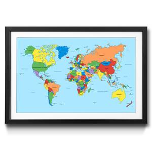 Ingelijste afbeelding Worldmap Clean sparrenhout/acrylglas - meerdere kleuren