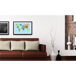 Ingelijste afbeelding Worldmap Clean sparrenhout/acrylglas - meerdere kleuren