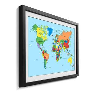 Quadro con cornice Worldmap Clean Abete / Vetro acrilico - Multicolore