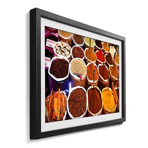 Tableau déco Colorful Spices Multicolore - Verre - Papier - Bois massif - En partie en bois massif - 64 x 44 x 2.2 cm