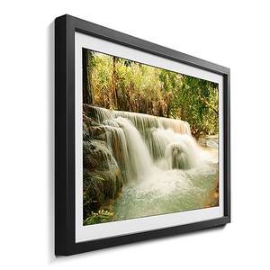 Ingelijste afbeelding Waterfall Jungle sparrenhout/acrylglas