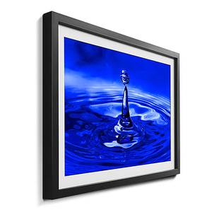 Gerahmtes Bild Blue Drop Blau - Glas - Papier - Massivholz - Holz teilmassiv - 64 x 44 x 2.2 cm
