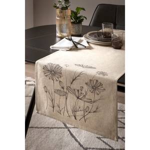 Tischläufer Flower Polyester / Leinen - Natur