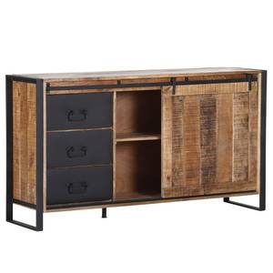 Sideboard Toleos Mango sägerau massiv / Eisen - Mangoholz / Schwarz