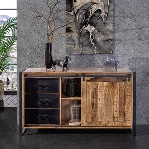 Sideboard Toleos Mango sägerau massiv / Eisen - Mangoholz / Schwarz