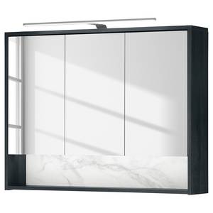 Set mobili da bagno Bodmin I (2) Illuminazione inclusa - Nero / Effetto marmo bianco