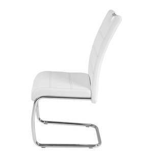 Chaise cantilever La Paz Imitation cuir / Métal - Chrome - Blanc - Lot de 4