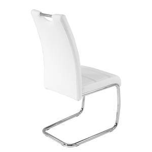 Chaise cantilever La Paz Imitation cuir / Métal - Chrome - Blanc - Lot de 4