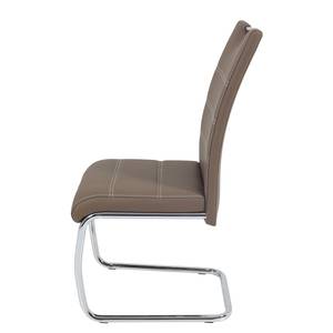 Chaise cantilever La Paz Imitation cuir / Métal - Chrome - Marron - Lot de 4