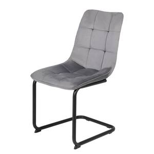 Chaise cantilever Seline Microfibre/ Acier - Noir - Gris - Lot de 4