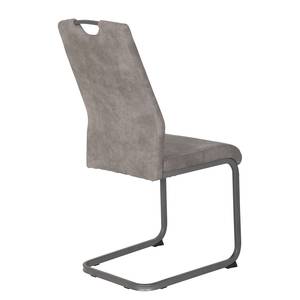 Chaise cantilever Cotulla Microfibre / Métal - Noir - Gris vintage - Lot de 4