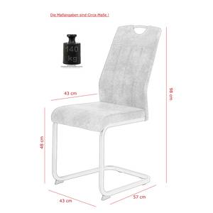 Chaise cantilever Cotulla Microfibre / Métal - Noir - Gris vintage - Lot de 4
