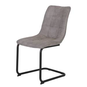 Chaise cantilever Ewing Microfibre / Métal - Noir - Gris - Lot de 4