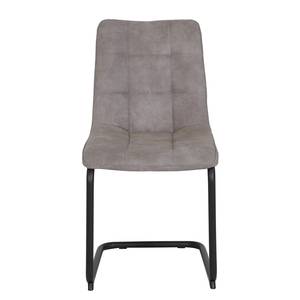 Chaise cantilever Ewing Microfibre / Métal - Noir - Gris - Lot de 4