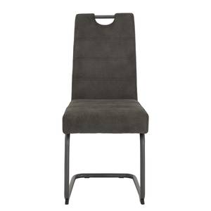 Chaise cantilever Frenois Microfibre / Acier - Anthracite - Lot de 4