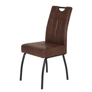 Gestoffeerde stoel Brookville microvezel/staal - Bruin - 4-delige set