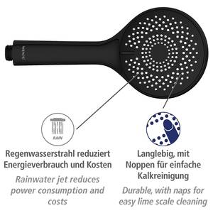 Duschkopf Watersaving III Kunststoff - Schwarz - Breite: 11 cm