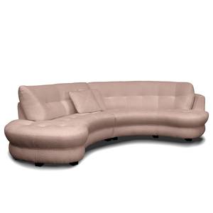 Ecksofa Roulette Bouclé Stoff Abby: Mauve - Ottomane davorstehend links